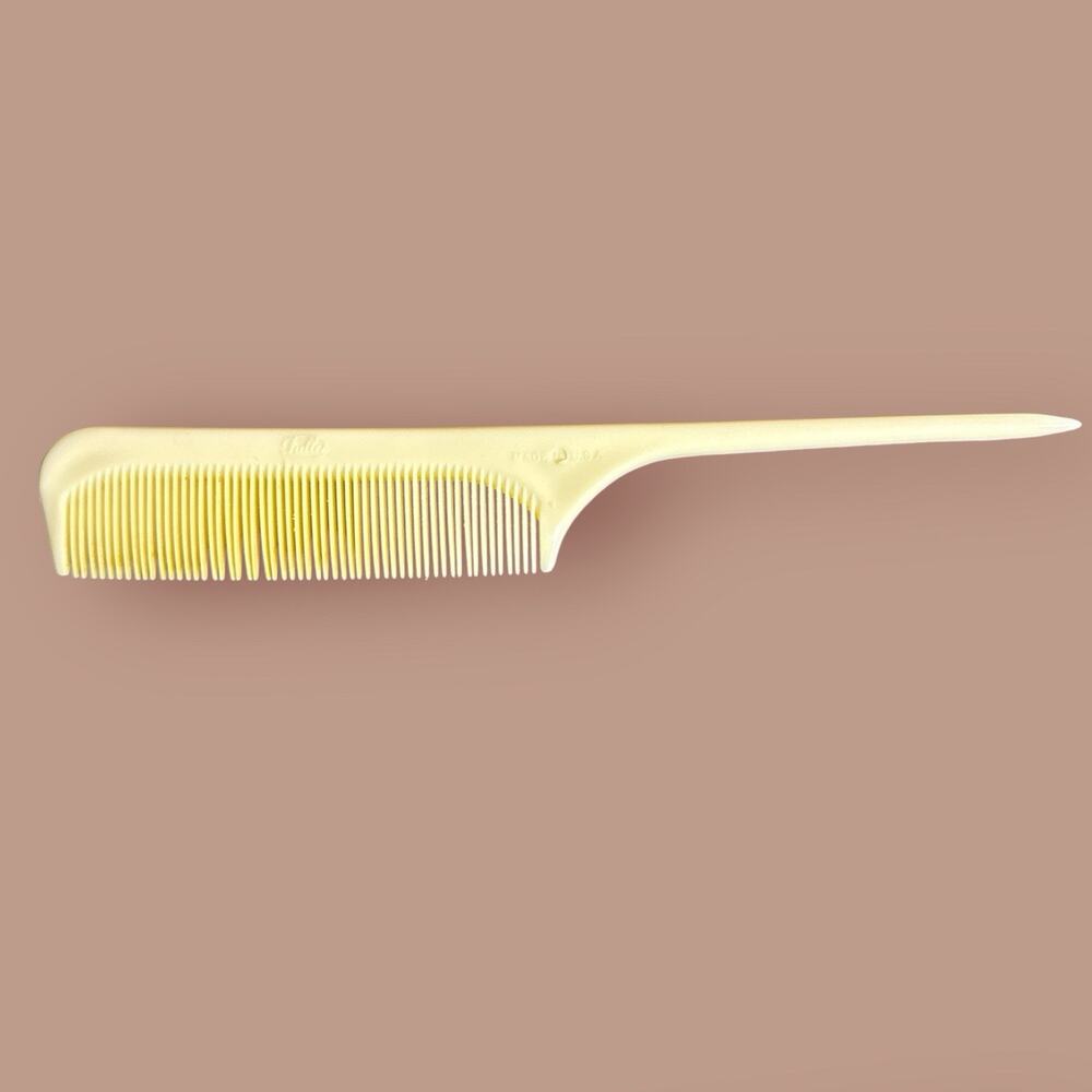 Vintage Fuller Hair Comb Off White Cream Color USA Made Plastic Tail Pick